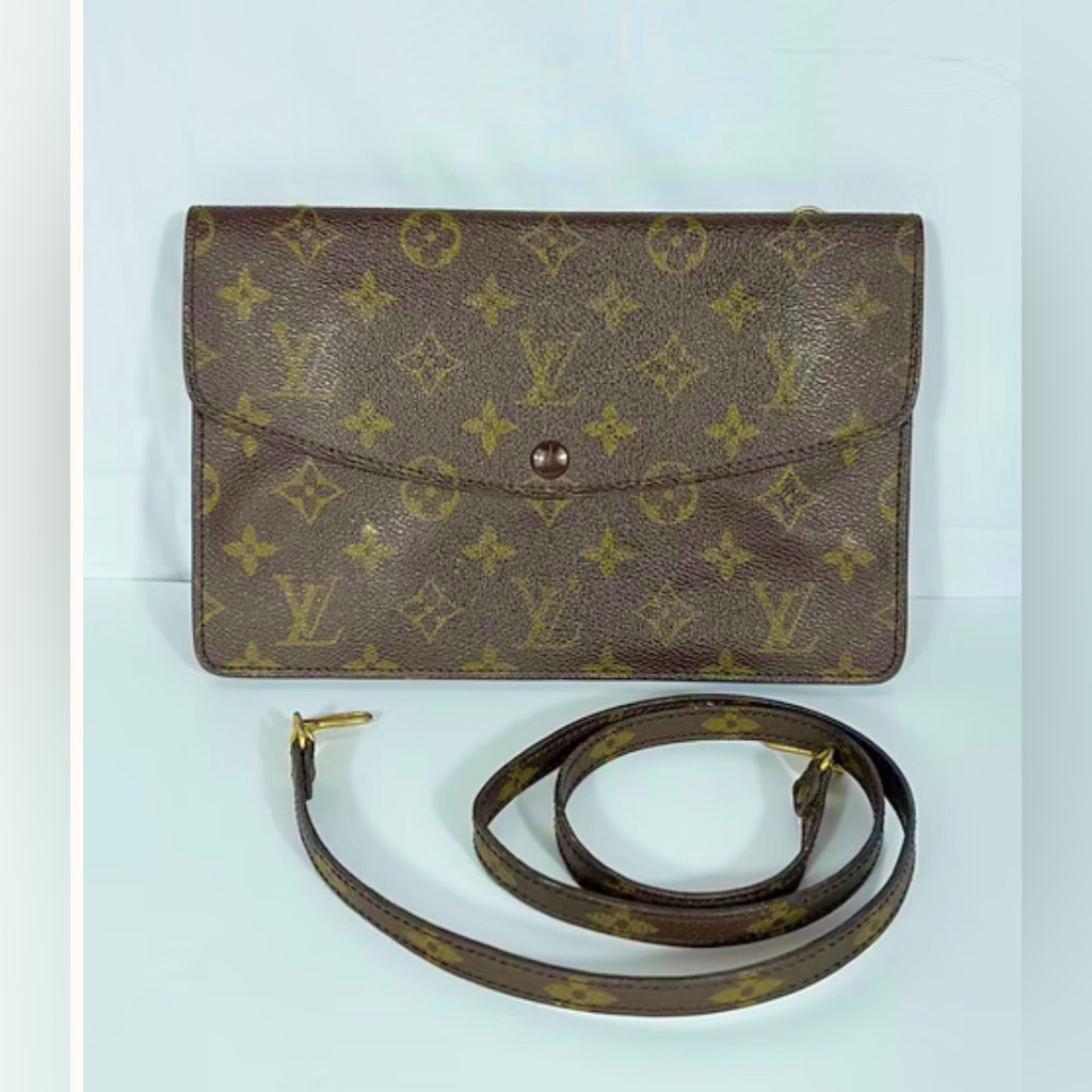 Louis Vuitton Double Rabat Shoulder Bag Monogram Leather Brown